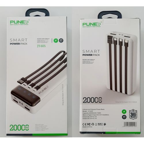 Punex 4 In 1 Portable Power Bank Of 20000MAh/White,Black