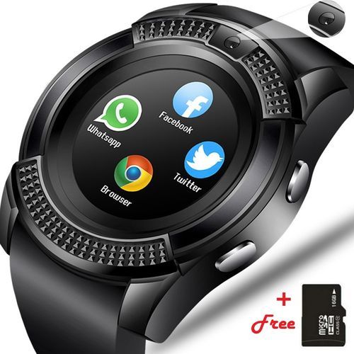 Smart Watch Bluetooth with Sim card slots + Free 16GB Micro Memory Card - Black.