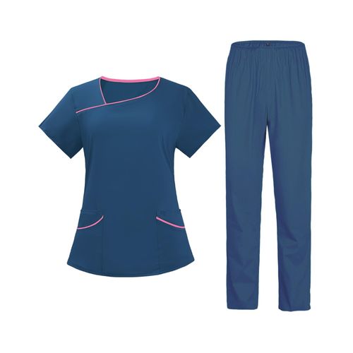 Men Women Scrubs Set Elastic Scrubs Top And M Light Blue