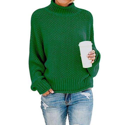 Womens Turtleneck Knit Long Sleeve Pullover XL Dark Green