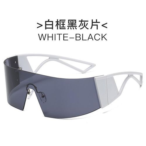 One-Piece Large Frame Curved Shaping Sunglasses Men and Women Fashion Runway Goggles Ins Frameless One-Piece Sunglasses