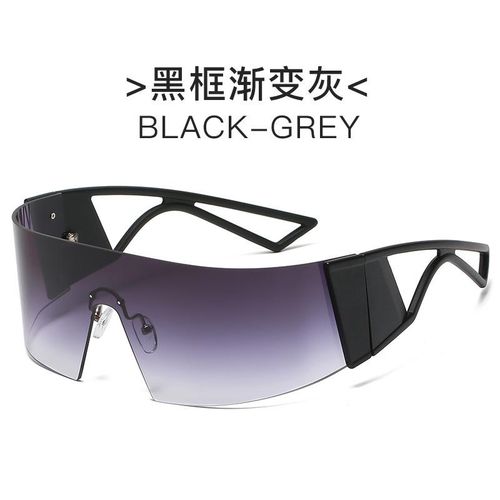 One-Piece Large Frame Curved Shaping Sunglasses Men and Women Fashion Runway Goggles Ins Frameless One-Piece Sunglasses