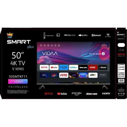 Smartplus 50 Inch Frameless VIDAA 4K V Series  Smart Free To Air Tv - Black(1 YR WRNTY)