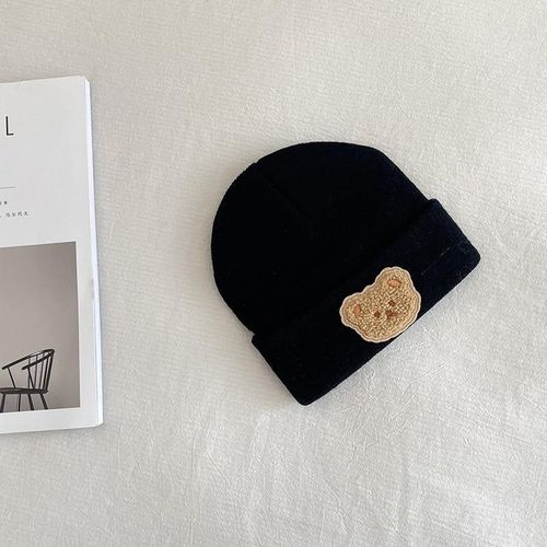 Baby Toddler Girls Chic Knit Beanie Hat For Baby Girls Boys Bear Pattern Caps Cozy Ski Hat Fold-up Cuff Caps For Babies