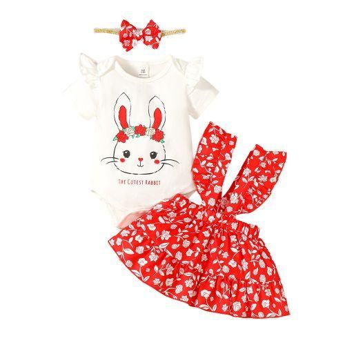 3-24months toddler baby girl rabbit bodysuit skirt headwear