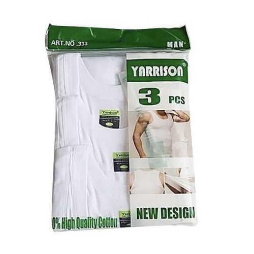 Yarrison Pack of 3 Pure Cotton Vests- White