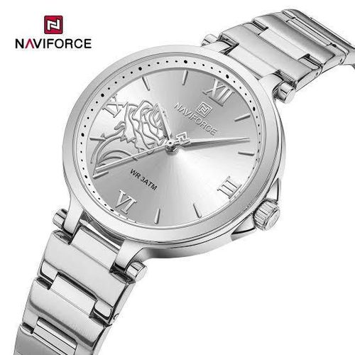 Naviforce Stainless Steel Waterproof Analog Business Womens Watch - Silver