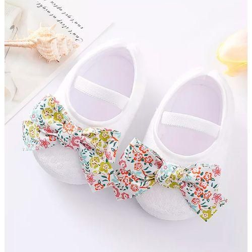 Baby Girl Soft  Soled Shoe With FlowerBow