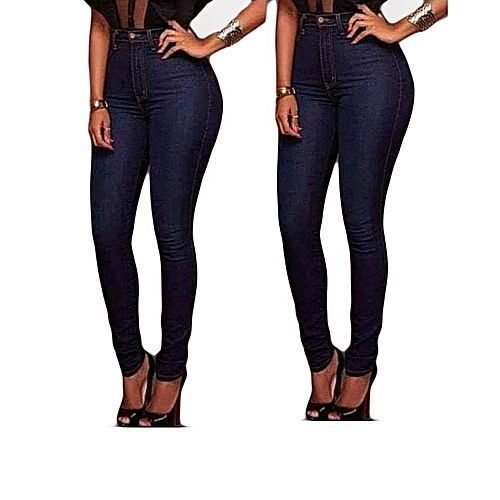 Ladies' High Waist Jeans - Dark Blue