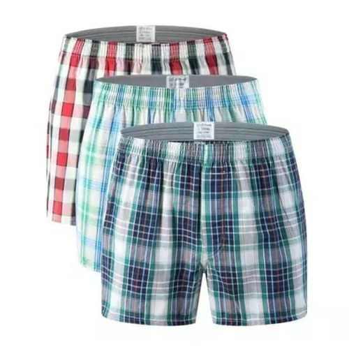 3 Pc Men's Checkered Boxers - Multi-color