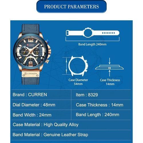 Curren Casual Smart Men's Quartz Wristwatch - Blue