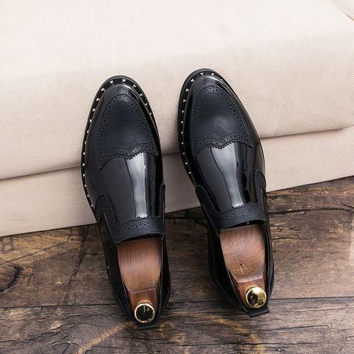 Big Size Mens Formal Shoes Oxford Brogue Business Dress Footwear Black