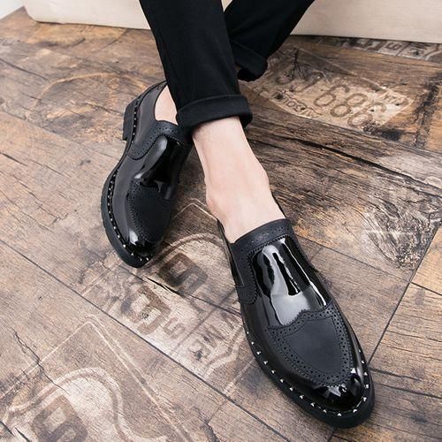 Big Size Mens Formal Shoes Oxford Brogue Business Dress Footwear Black