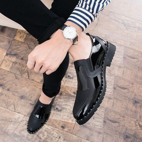 Big Size Mens Formal Shoes Oxford Brogue Business Dress Footwear Black