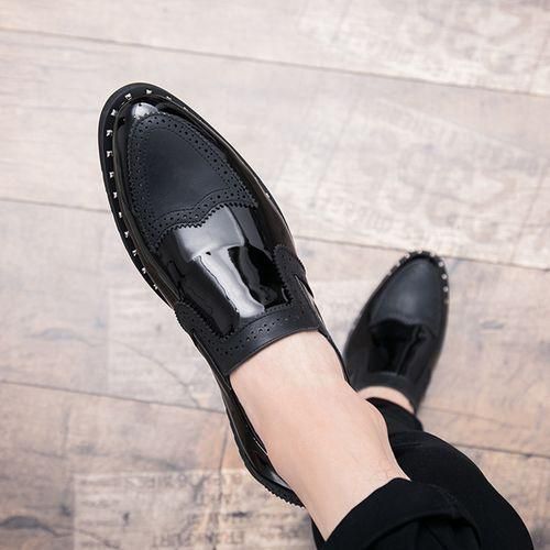 Big Size Mens Formal Shoes Oxford Brogue Business Dress Footwear Black