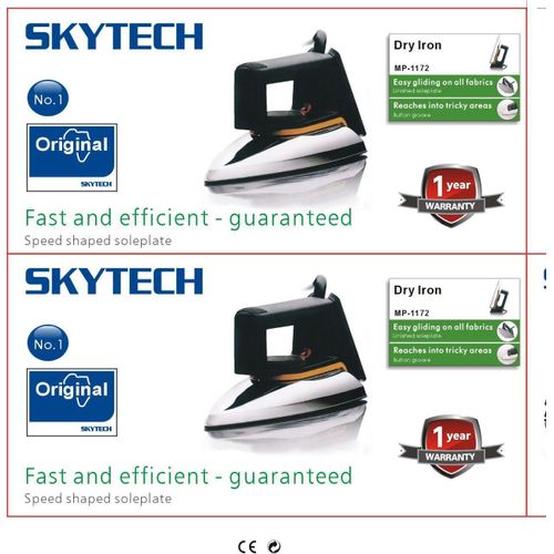 Skytech Non-Stick Heavy Weight Flat Dry Iron MP1172- Silver-gray.