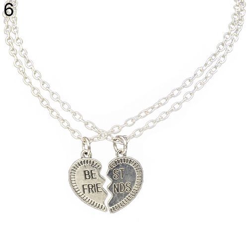 2 Pcs Fashion Best Friends Love Heart Pendant Couple-#06