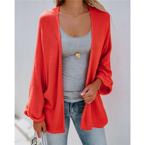 Womens Casual Knit Open Front Lightweight Long XL Orange