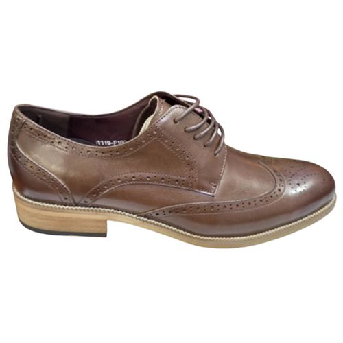 Faux Leather Lace-up Oxford Shoes - Brown