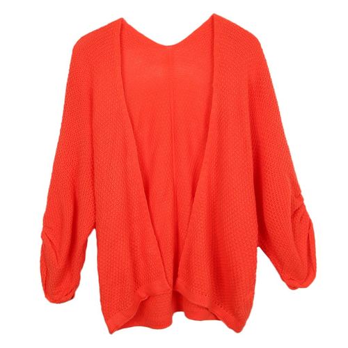 Womens Casual Knit Open Front Lightweight Long XL Orange