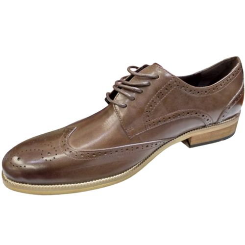 Faux Leather Lace-up Oxford Shoes - Brown