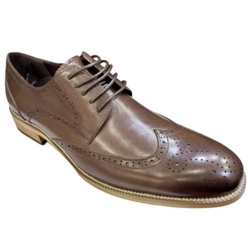 Faux Leather Lace-up Oxford Shoes - Brown