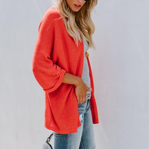 Womens Casual Knit Open Front Lightweight Long XL Orange