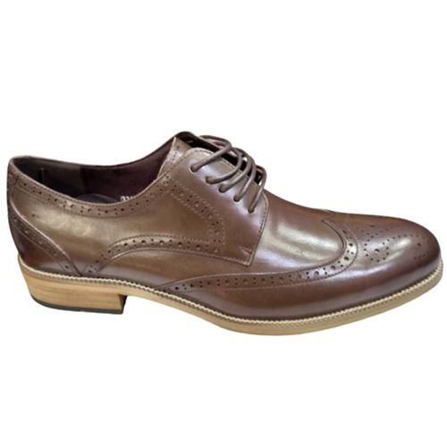 Faux Leather Lace-up Oxford Shoes - Brown