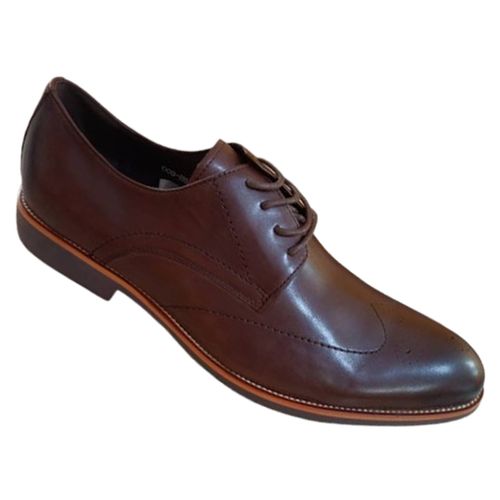 Faux Leather Lace-up Oxford Shoes - Brown