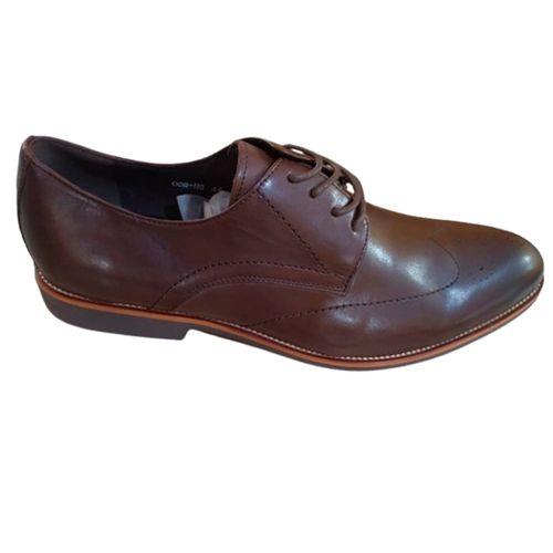 Faux Leather Lace-up Oxford Shoes - Brown