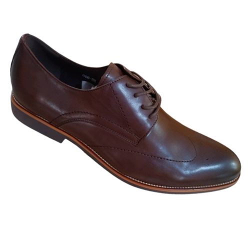 Faux Leather Lace-up Oxford Shoes - Brown