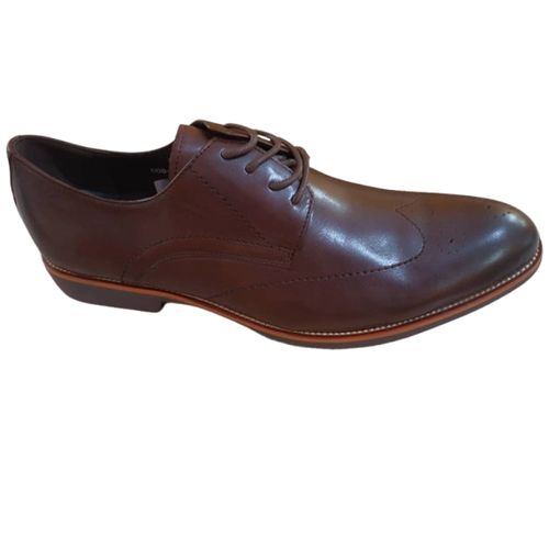 Faux Leather Lace-up Oxford Shoes - Brown