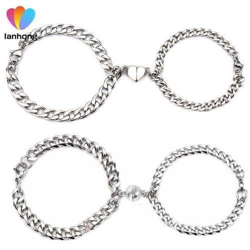 Couple Magnetic Ball Chain Bracelets Gift For Best Friend Lovers -Silver