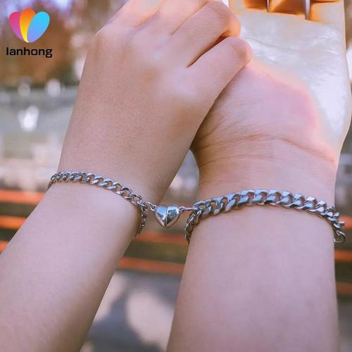 Couple Magnetic Ball Chain Bracelets Gift For Best Friend Lovers -Silver