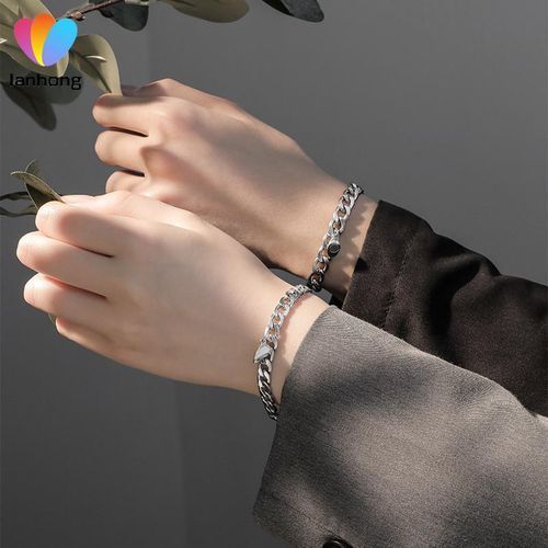 Couple Magnetic Ball Chain Bracelets Gift For Best Friend Lovers -Silver