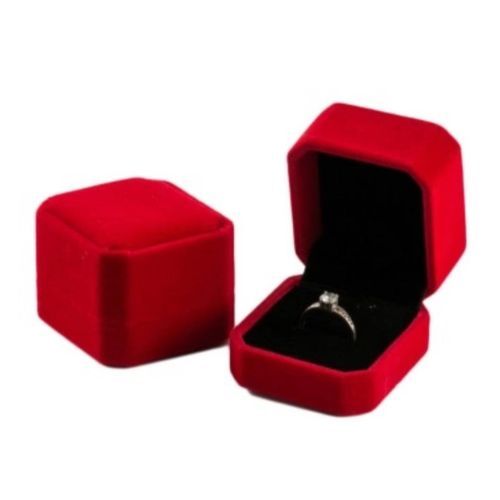 Square Engagement Ring Box With No Ring - Red