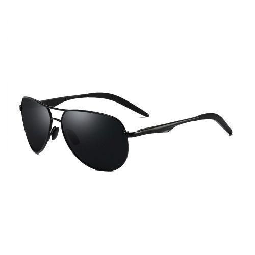 Black Double Bridge Driver Alloy Polarized Sunglasses Men Women