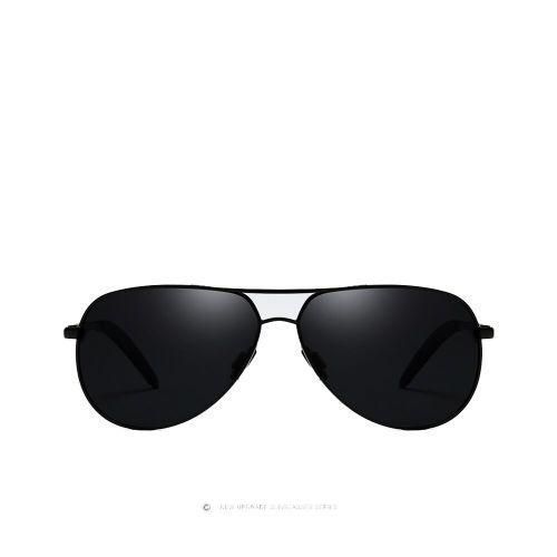 Black Double Bridge Driver Alloy Polarized Sunglasses Men Women
