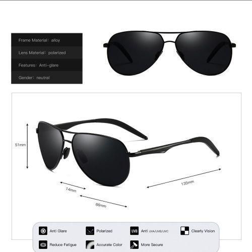 Black Double Bridge Driver Alloy Polarized Sunglasses Men Women