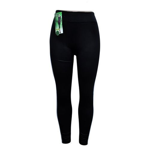 Cotton Double Stripped Leggings - Black