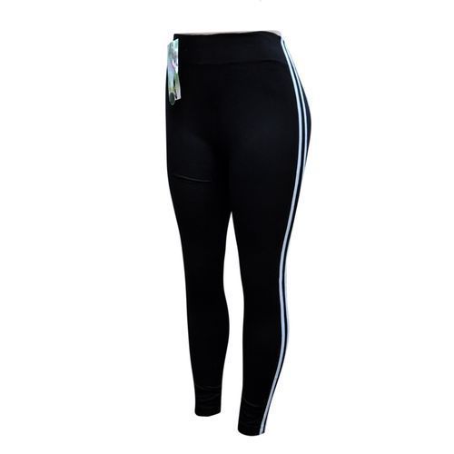 Cotton Double Stripped Leggings - Black