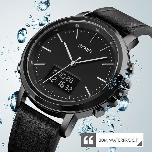 Skmei Mens Watch Minimal Analog Digital Watch With Alarm - Black
