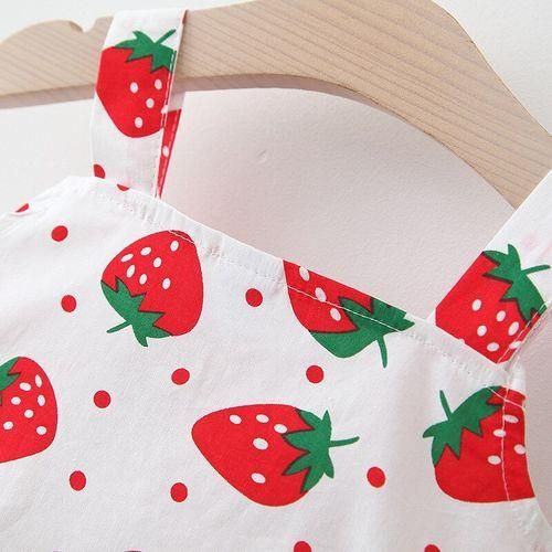 Baby Dress Strawberry Sleeveless Dress Party Dresses Send Hat