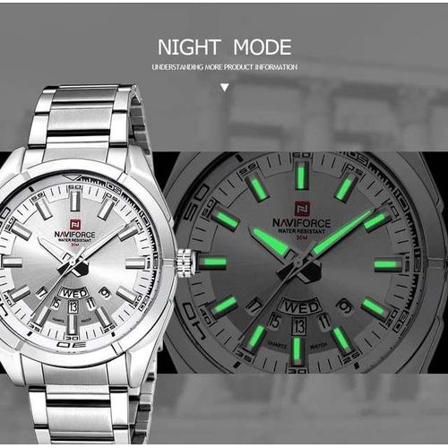 Naviforce Stainless Analog Dated Classy Trendy Men's Watch - Silver