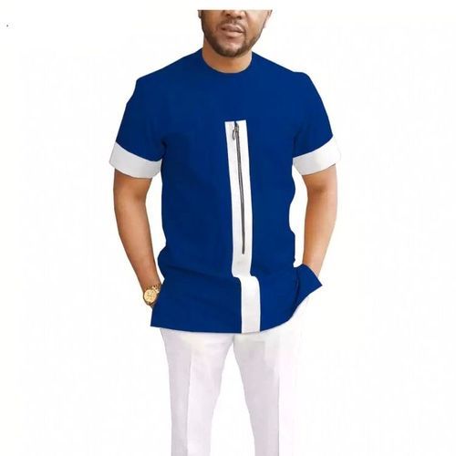 Veeva  Short Sleeved Shirt - Blue And White