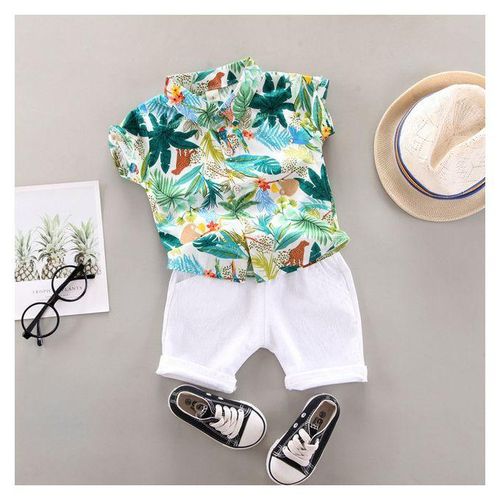 Fashion Baby Summer Set Short Sleeve Shirt Pants Kid Toddler Outfit