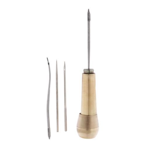 Sewing Awl And 4 Steel Needles For Leather Canvas Tent Repair  Sewing