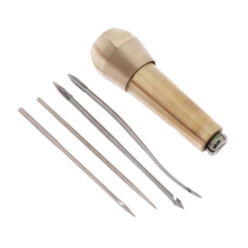 Sewing Awl And 4 Steel Needles For Leather Canvas Tent Repair  Sewing