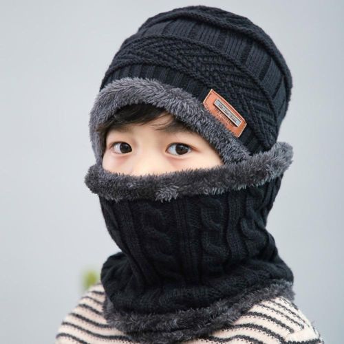 Kids Winter Hat Beanie and Scarf Slouchy Beanie Windproof Warm Knit Kids Skull Cap for Boys and Girls NO