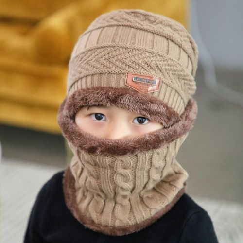Kids Winter Hat Beanie and Scarf Slouchy Beanie Windproof Warm Knit Kids Skull Cap for Boys and Girls NO